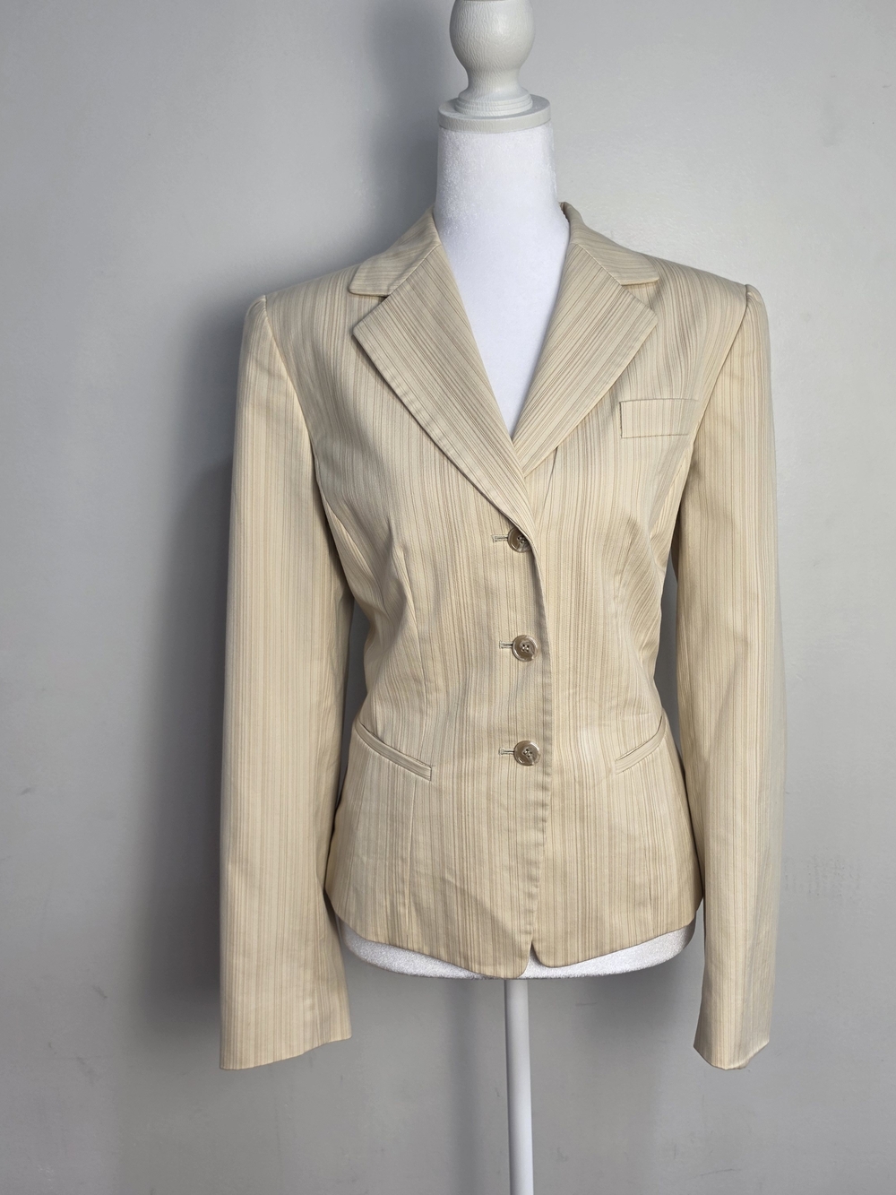 ANTONIO MELANI Beige Pinstripe Tailored Blazer